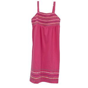Hartstrings Girl’s Cotton Sundress Pink Multi Color Embroidered Dot Cotton Dress